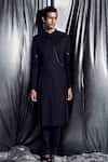 Buy_Dev R Nil_Black Cotton Pleated Angrakha Set _at_Aza_Fashions