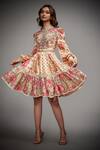 Buy_RI.Ritu Kumar_White Viscose Silk Floral Print Dress_at_Aza_Fashions