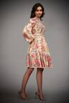RI.Ritu Kumar_White Viscose Silk Floral Print Dress_Online_at_Aza_Fashions