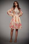 Buy_RI.Ritu Kumar_White Viscose Silk Floral Print Dress_Online_at_Aza_Fashions