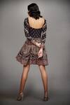 Shop_RI.Ritu Kumar_Black Viscose Embroidered Flared Short Dress_at_Aza_Fashions