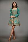 Buy_RI.Ritu Kumar_Green Viscose Embroidered Flared Short Dress_at_Aza_Fashions