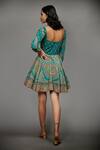 Shop_RI.Ritu Kumar_Green Viscose Embroidered Flared Short Dress_at_Aza_Fashions