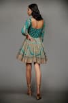 Shop_RI.Ritu Kumar_Green Viscose Embroidery Square Neck Flared Short Dress _at_Aza_Fashions