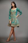 Buy_RI.Ritu Kumar_Green Viscose Embroidered Flared Short Dress_Online_at_Aza_Fashions
