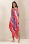 Ritu Kumar_Pink Viscose Crepe Printed Tie Dye Round Dress _Online_at_Aza_Fashions