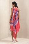 Shop_Ritu Kumar_Pink Viscose Crepe Printed Tie Dye Round Dress _at_Aza_Fashions