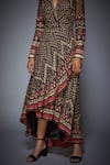 Buy_RI.Ritu Kumar_Beige Viscose Moss Crepe V Neck Printed Asymmetric Dress 