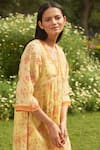 Shop_Priti Prashant_Yellow Handwoven Mul Cotton V Neck Printed Dress _Online_at_Aza_Fashions