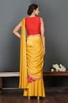 Shop_Onaya_Yellow Satin Embroidery Cutdana Round Pre-draped Saree With Blouse  _at_Aza_Fashions