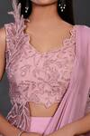 Onaya_Pink Lycra Embroidered Sequins Round Pre-draped Saree With Statement Blouse_at_Aza_Fashions