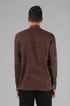 Shop_Dhatu Studio_Brown Handloom Ahimsa Silk Brocade Shirt _at_Aza_Fashions