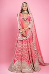 Buy_Abhinav Mishra_Pink Raw Silk V Neck Embroidered Lehenga Set _at_Aza_Fashions