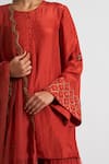 Nishar Ahmed_Red Silk Embroidery Round Sharara Set _at_Aza_Fashions