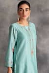 Buy_Anantaa by Roohi_Blue Silk Chanderi Kurta_Online_at_Aza_Fashions