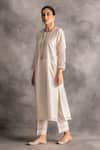 Buy_Anantaa by Roohi_White Silk Chanderi Embroidery Round Kurta _Online_at_Aza_Fashions