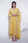 Buy_Sravanti_Yellow Chanderi V Neck Anarkali Set  _at_Aza_Fashions