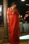 Buy_Torani_Red Silk Organza Surkh Aadira Saree_at_Aza_Fashions