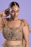Buy_Two Sisters By Gyans_Beige Georgette Embroidered And Embellished Sequin & Stone Work Square Lehenga Set _Online_at_Aza_Fashions