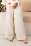 Shop_Arcvsh by Pallavi Singh_Ivory Linen Plain Flared Hem Pant _Online_at_Aza_Fashions
