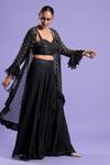 Two Sisters By Gyans_Black Georgette Embroidered Cape Palazzo Set_Online_at_Aza_Fashions