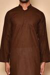 Shop_Aryavir Malhotra_Brown South Cotton Plain Kurta And Pajama Set_Online_at_Aza_Fashions