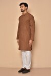 Buy_Aryavir Malhotra_Brown South Cotton Woven Stipes Striped Handloom Kurta_Online_at_Aza_Fashions