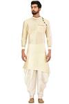 Aryavir Malhotra_White Blended Silk Asymmetric Kurta Set_Online_at_Aza_Fashions