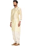 Buy_Aryavir Malhotra_White Blended Silk Asymmetric Kurta Set_Online_at_Aza_Fashions