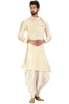 Buy_Aryavir Malhotra_White Blended Silk Asymmetric Kurta Set_at_Aza_Fashions