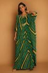 Buy_K-Anshika_Green Georgette V Neck Printed Kaftan_at_Aza_Fashions