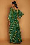 Shop_K-Anshika_Green Georgette V Neck Printed Kaftan_at_Aza_Fashions