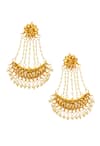 Buy_Just Shradhas_Gold Plated Pearls, Diamonds Kundan And Chand Earrings _at_Aza_Fashions