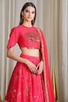 Sahil Kochhar_Pink Raw Silk Embellished Lehenga Set_Online_at_Aza_Fashions