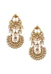 Buy_Just Shradhas_Gold Plated Pearls, Zari Double Chand And Kundan Earrings _at_Aza_Fashions