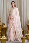 Buy_Sahil Kochhar_Pink Cotton Twill Embroidered Saree With Blouse_at_Aza_Fashions