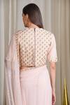 Shop_Sahil Kochhar_Pink Cotton Twill Embroidered Saree With Blouse_at_Aza_Fashions