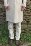 Sarab Khanijou_White Organza And Cotton Silk Thread Embroidery & Sequin Sherwani & Kurta Set _at_Aza_Fashions