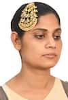 Shop Just Shradhas Gold Plated Kundan And Pearl Floral Passa at Aza Fashions Shop_Just Shradhas_Gold Plated Kundan And Pearl Floral Passa _at_Aza_Fashions