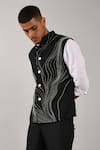 Buy_Countrymade_Black Cotton Silk Embroidered Nehru Jacket _at_Aza_Fashions