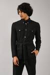 Buy_Countrymade_Black Linen Cotton Safari Jacket _at_Aza_Fashions