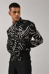 Buy_Countrymade_Black Bamboo Printed Zipper Jacket_at_Aza_Fashions