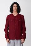 Buy Rajesh Pratap Singh Maroon Handloom Linen Shirt at Aza Fashions Buy_Rajesh Pratap Singh_Maroon Handloom Linen Shirt _at_Aza_Fashions