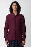 Buy Rajesh Pratap Singh Maroon Handloom Linen Shirt at Aza Fashions Buy_Rajesh Pratap Singh_Maroon Handloom Linen Shirt _at_Aza_Fashions
