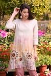 Buy_Linen Bloom_Beige 100% Linen Round Hand Painted Tunic _at_Aza_Fashions