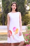 Buy_Linen Bloom_White 100% Linen Round Hand Painted Dress _at_Aza_Fashions