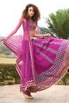 Pooja Rajgarhia Gupta_Purple Net, Georgette Halter Printed Lehenga Set _Online_at_Aza_Fashions