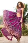 Buy_Pooja Rajgarhia Gupta_Purple Net, Georgette Halter Printed Lehenga Set _Online_at_Aza_Fashions