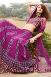 Shop_Pooja Rajgarhia Gupta_Purple Net, Georgette Halter Printed Lehenga Set _Online_at_Aza_Fashions