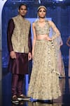 Buy_Payal Singhal_Green Georgette V Neck Tahira Embroidered Bridal Lehenga Set _at_Aza_Fashions